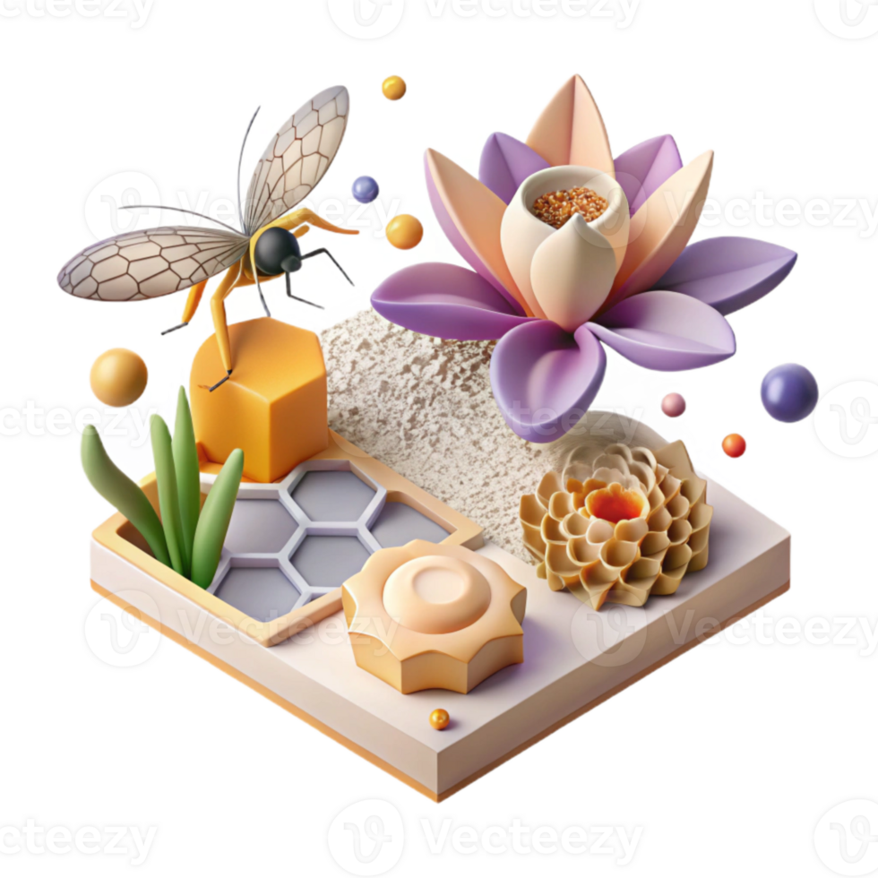 dramatic abstract Pollination Process Diagram White Background Cutout genuine png