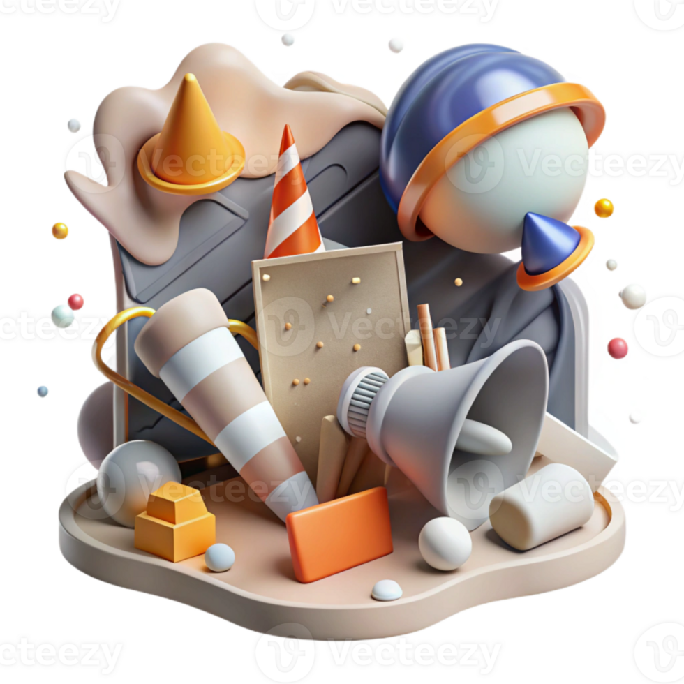 vibrant rustic Noise Pollution in Construction Zone Cutout detailed png