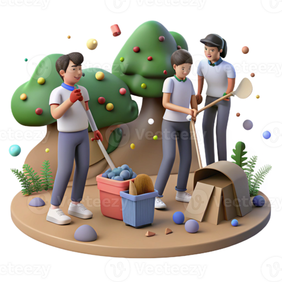elegant traditional Group of Students Cleaning Up Park Cutout Transparent genuine png