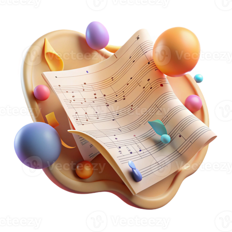 magnificent abstract Music Score Handwritten Style with Transparent Background png