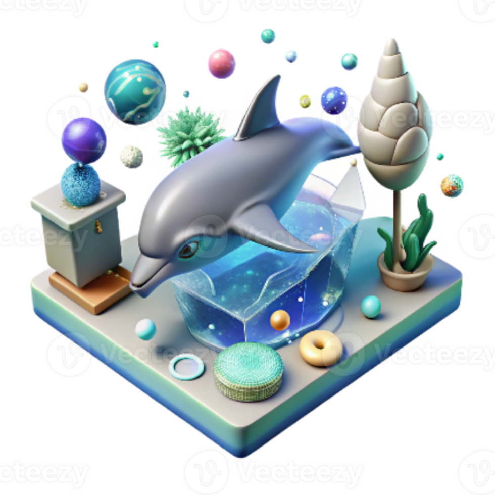 serene creative Machine Learning Identifying Dolphin Communication Patterns Aquatic Scene Transparent Background high quality png
