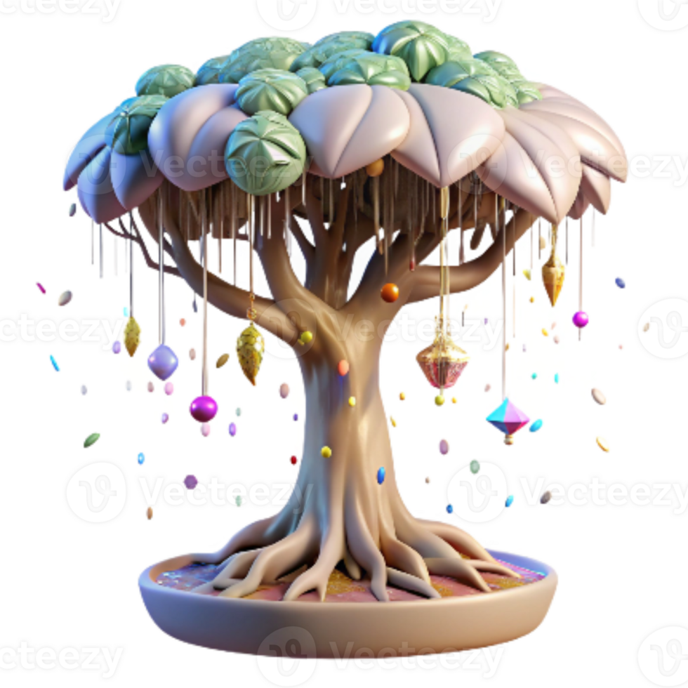 serene rustic Mangrove Tree with Hanging Roots Isolated Side Angle high resolution png