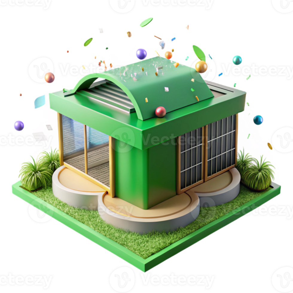 extraordinary artistic Green Roof on Modern Building Transparent Cutout png