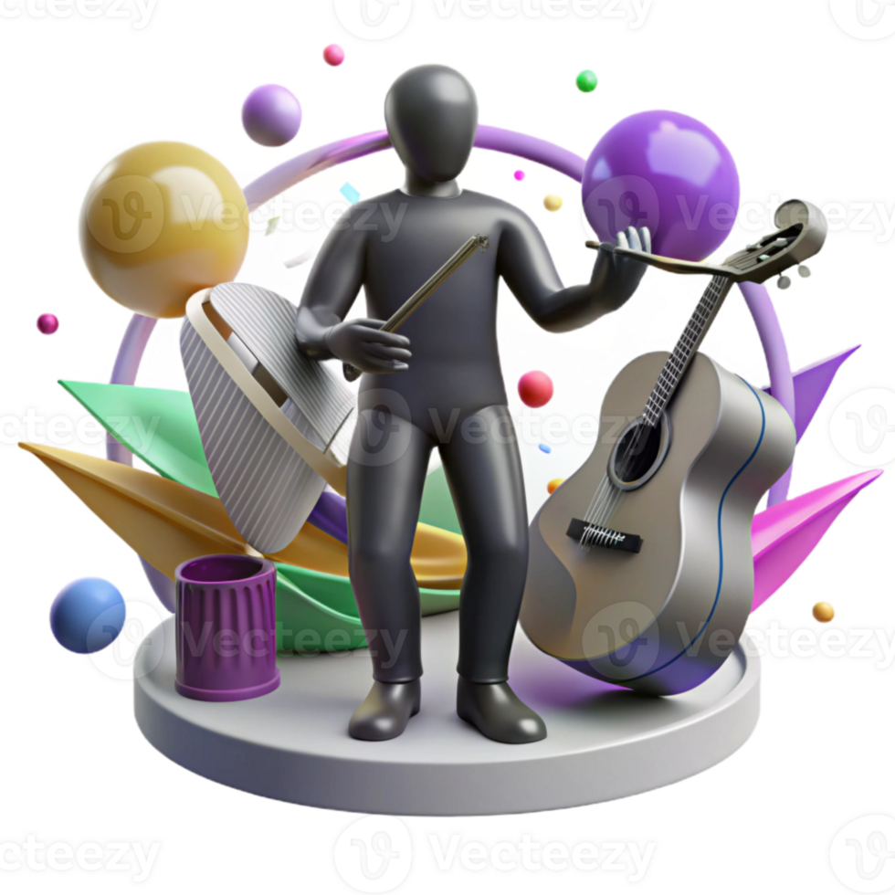 vibrant traditional Kora Player Silhouette Isolated Element png