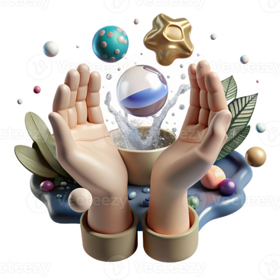 magnificent classic Hands Cupping Water Source Soft Lighting Transparent Background high resolution png