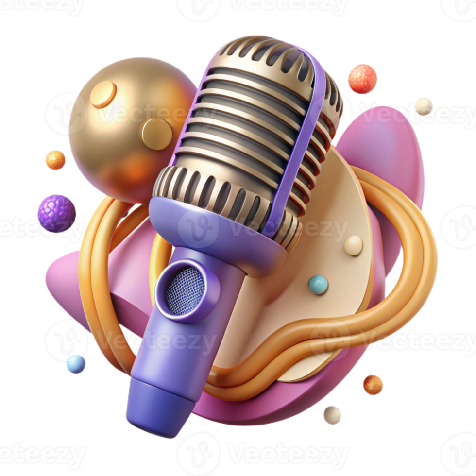 impressive creative Microphone Retro Style Cutout on Transparent Background original png