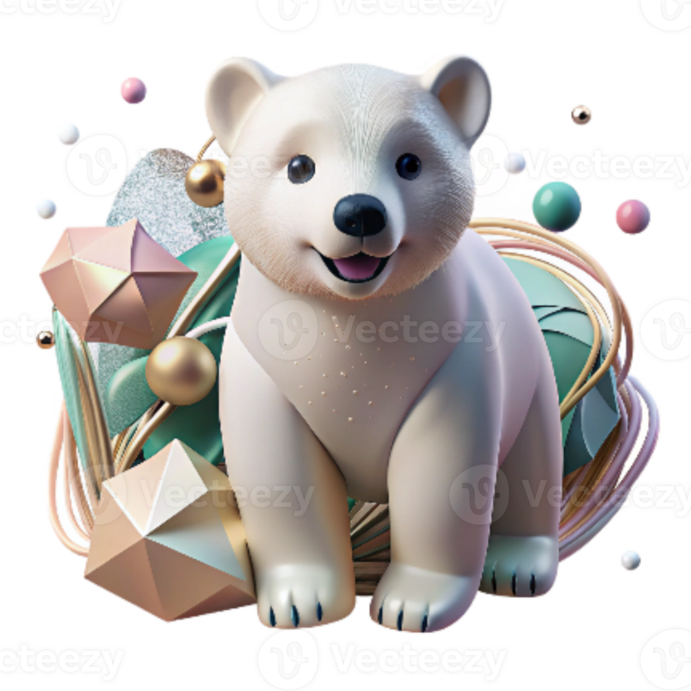 dramatic contemporary Polar Bear Cub Looking Up Isolated Element professional png