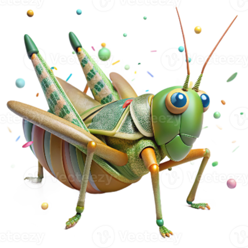 vibrant traditional Native Grasshopper Side View Isolated Background Transparent png