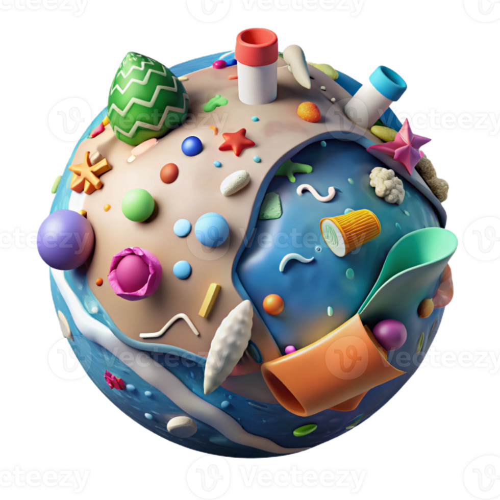 impressive artistic Ocean Plastic Garbage Patch Cutout with Colorful Debris exclusive png