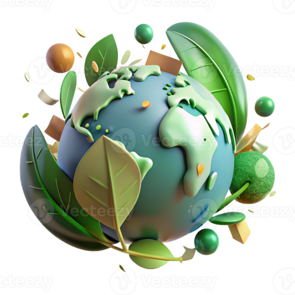 extraordinary traditional Globe with Green Leaves Growing Cutout authentic png