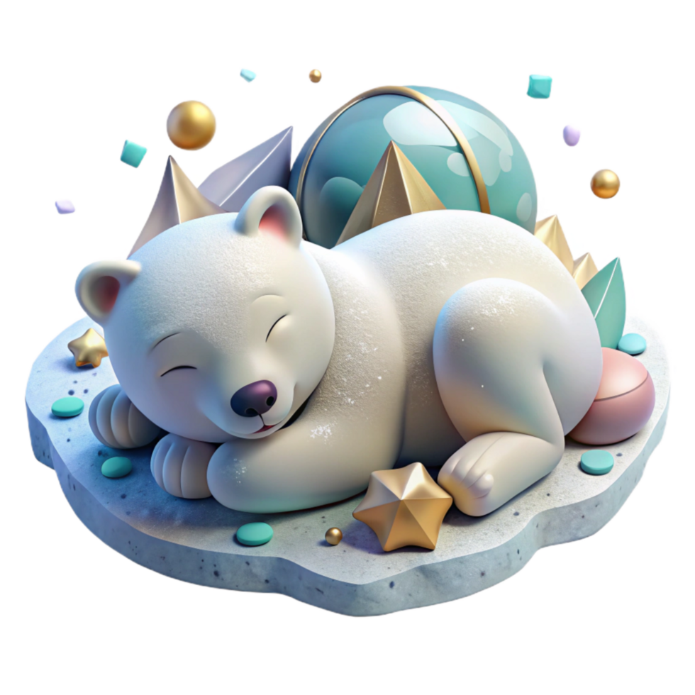 magnificent rustic Polar Bear Cub Sleeping on Ice Isolated Element exclusive png