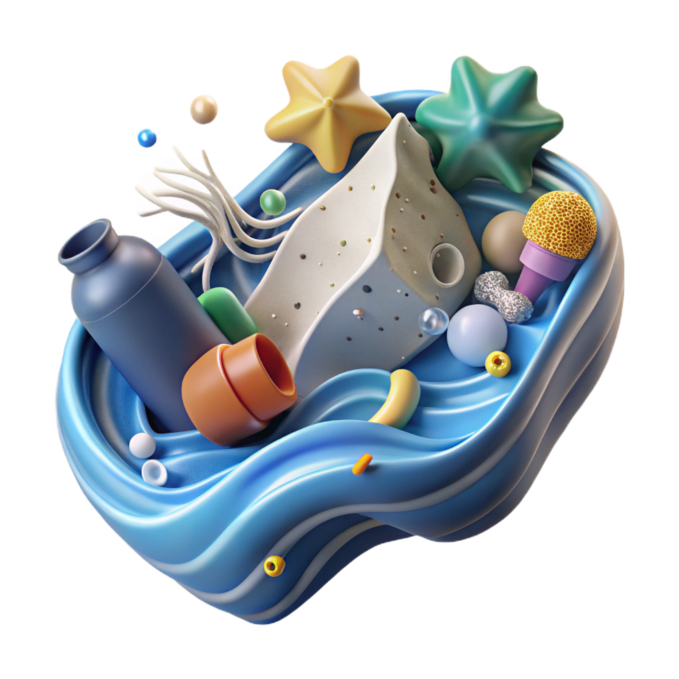stunning contemporary Plastic Pollution in Ocean Side View Cutout detailed png