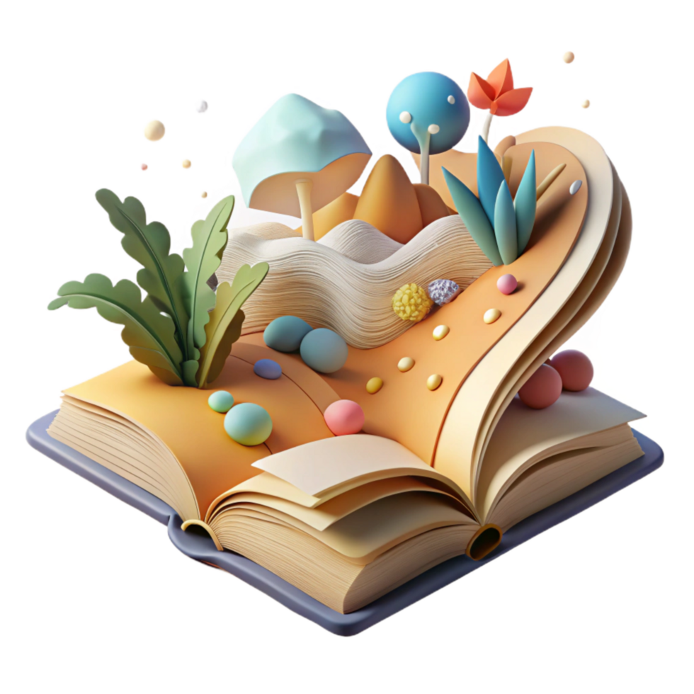 extraordinary minimalist Open Book with Nature Scene Inside Isolated genuine png