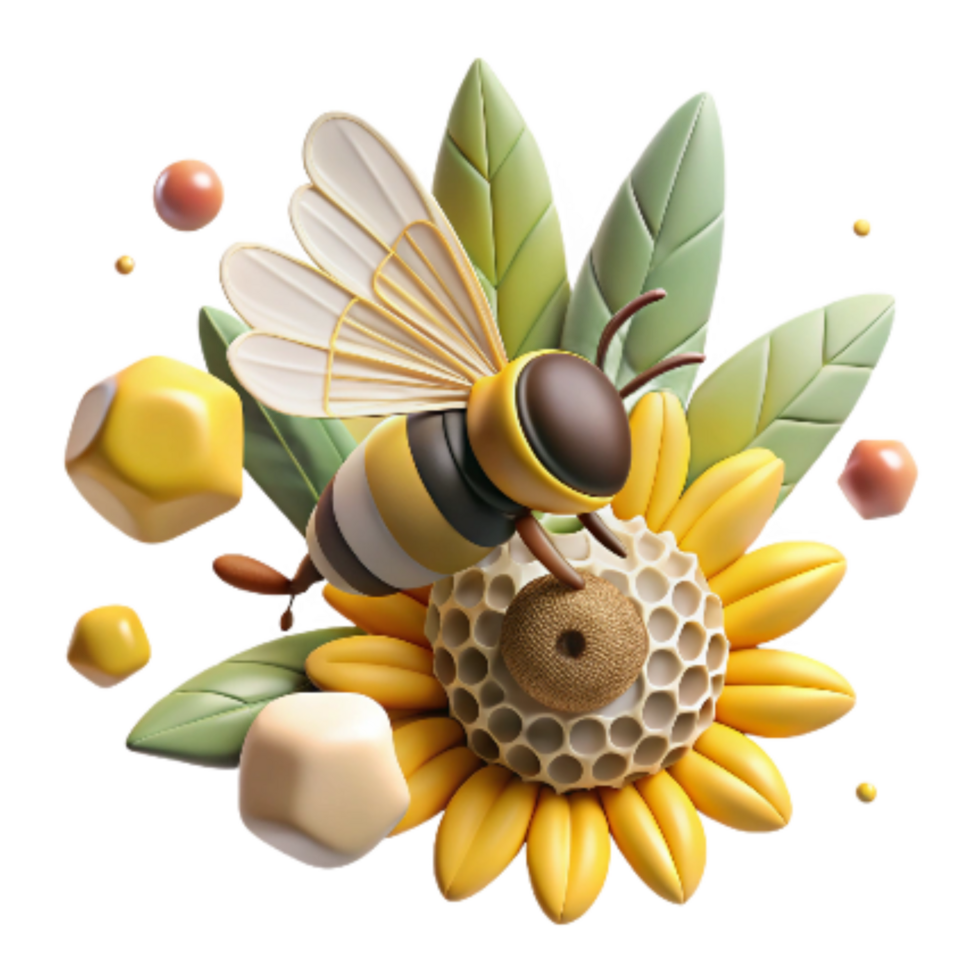 vibrant vintage Honeybee in Flight Near Sunflower Cutout professional png