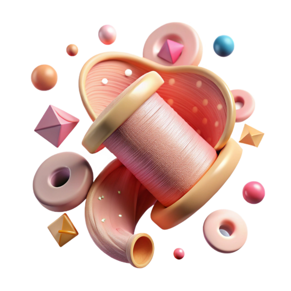 extraordinary classic Pink Sewing Thread Spool on Transparent Background high quality png