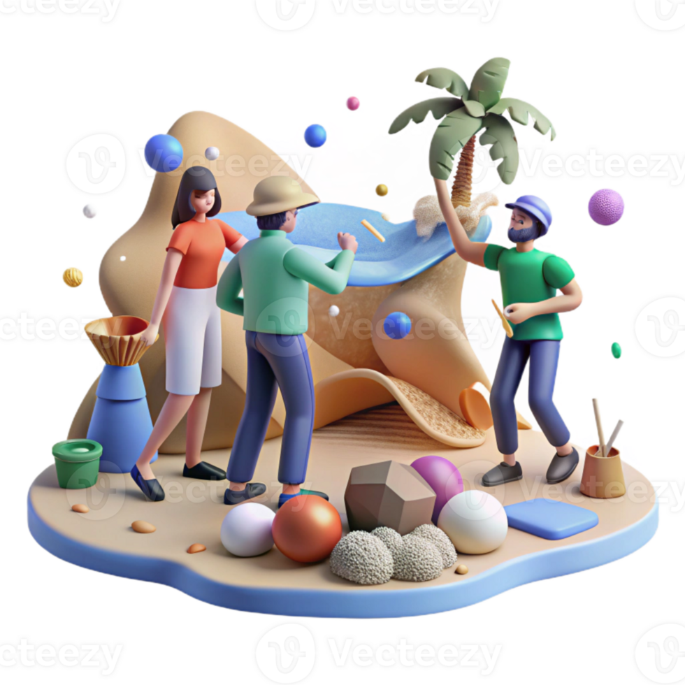 elegant rustic Group Participating in Beach Cleanup Wide Angle Cutout professional png