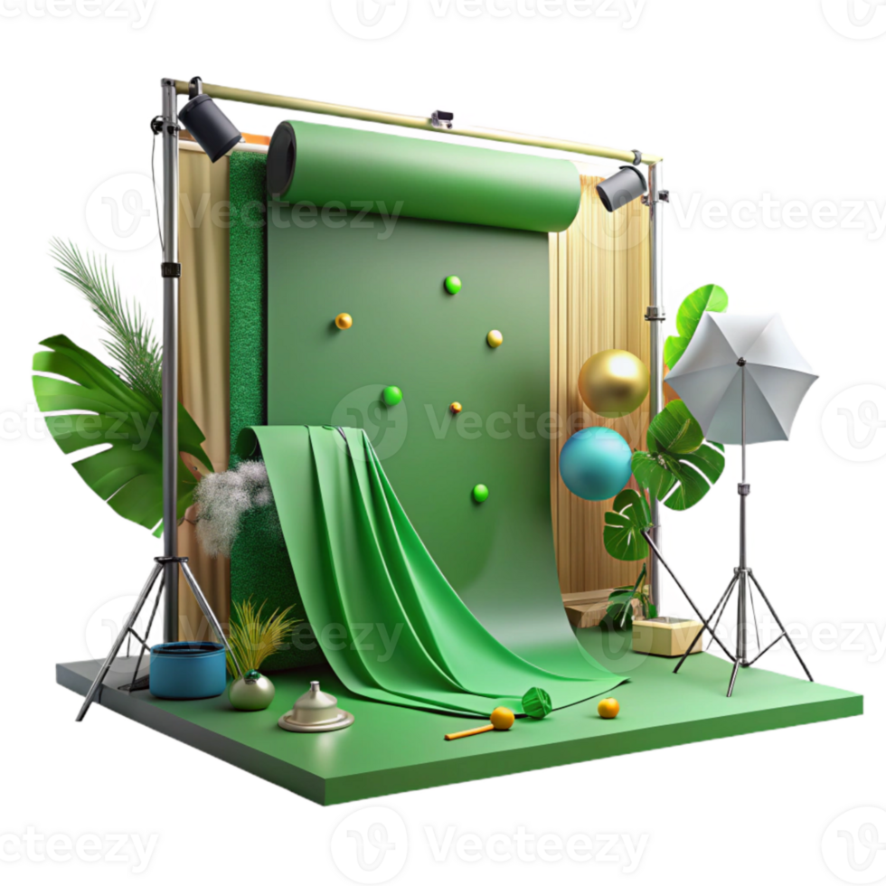 serene vintage Green Screen Studio Setup Isolated Element genuine png