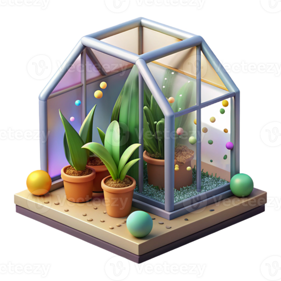 beautiful rustic Growing Plants in Greenhouse Isolated Element high resolution png