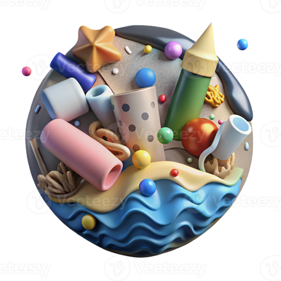 stunning modern Plastic Debris Polluting Ocean Surface Cutout Graphic original png