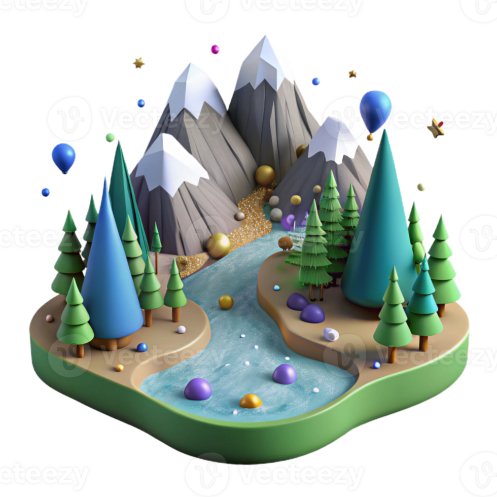 magnificent modern Mountain Landscape with Forest Isolated with Dense Forest original png