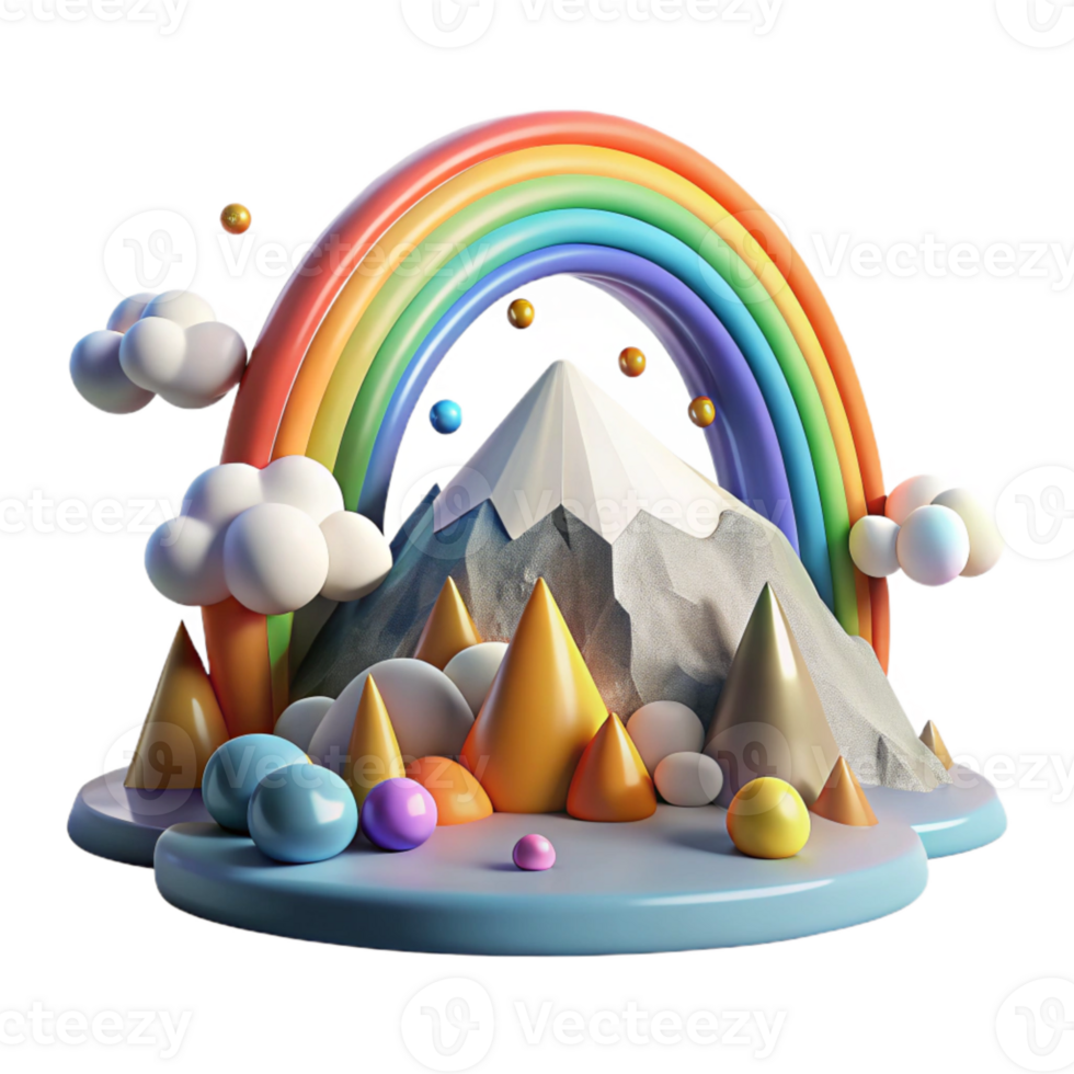 vibrant artistic Mountain Scene with Rainbow After Rain Transparent Background original png
