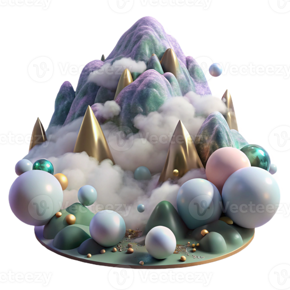 vibrant abstract Mountain Valley with Fog Cutout with Atmospheric Haze original png