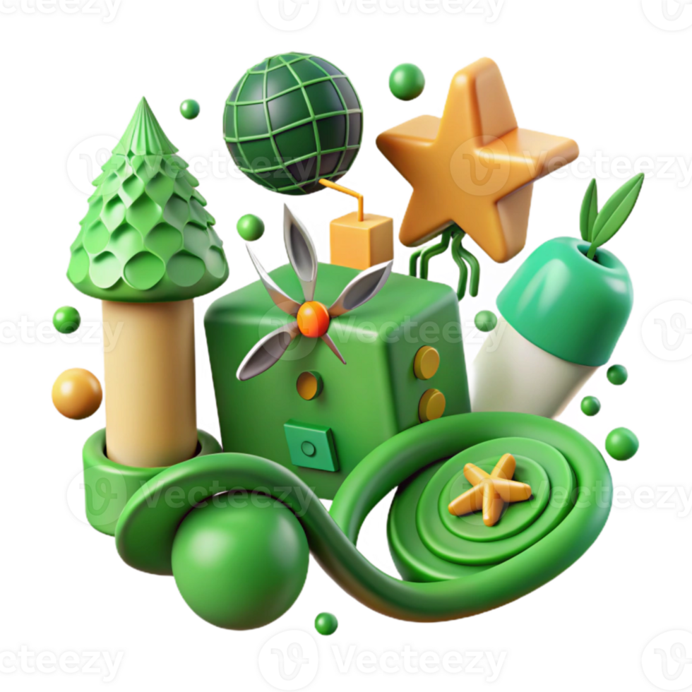 beautiful creative Green Energy Icons Set Cutout authentic png