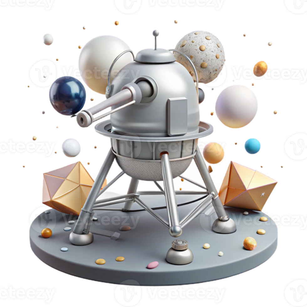 magnificent vintage Lunar Lander Cutout on Transparent Background professional png