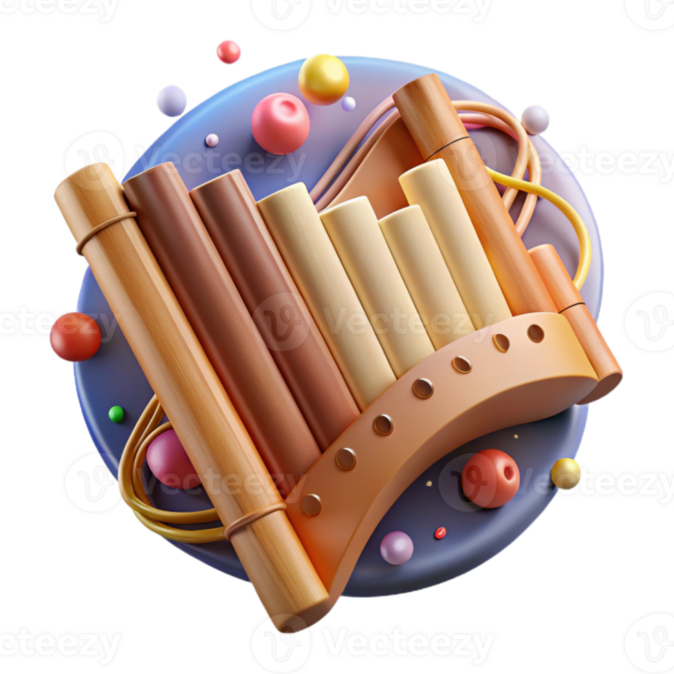 serene rustic Peruvian Pan Flute Wooden Instrument Isolated Transparent Background original png