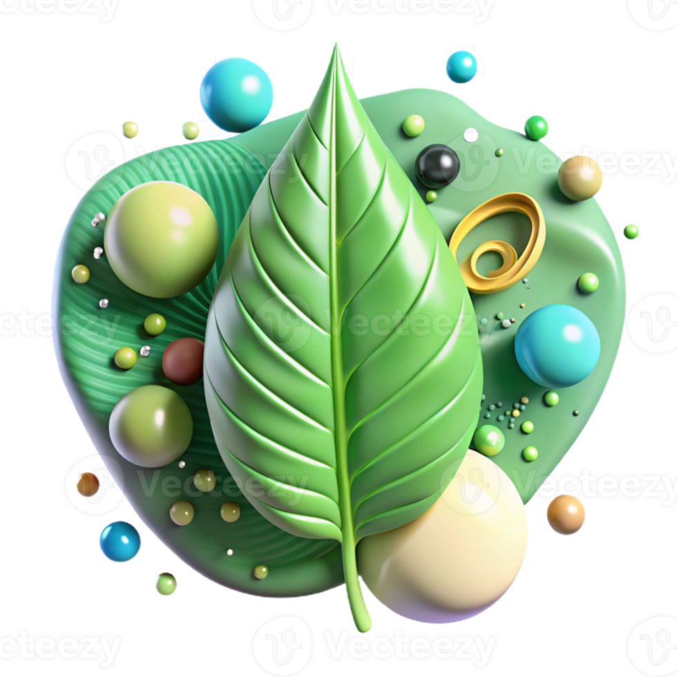 wonderful rustic Green Leaf with Water Droplets Isolated on Transparent Background png