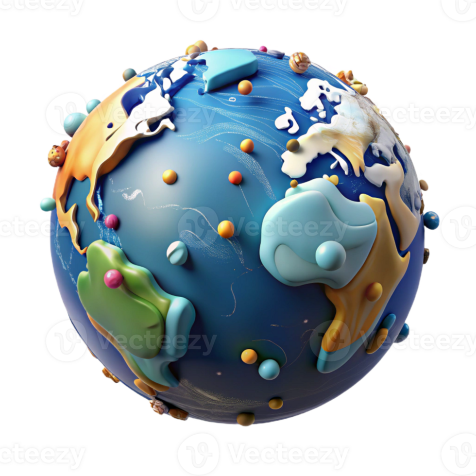 elegant artistic Globe with Ocean Currents Illustrated Isolated Transparent Background png