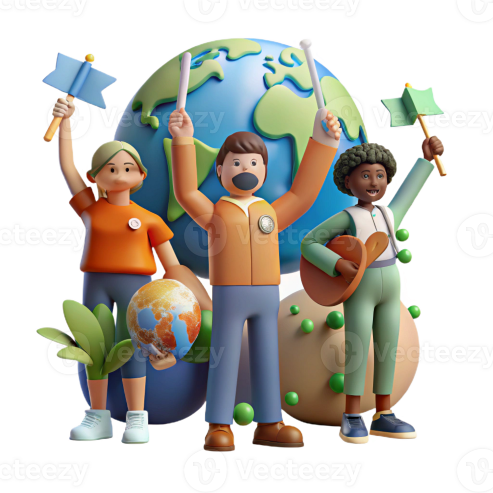 serene traditional Group of People Protesting Climate Change Transparent Background detailed png