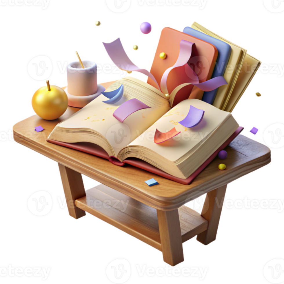 stunning creative Open Book on Wooden Table Isolated high quality png