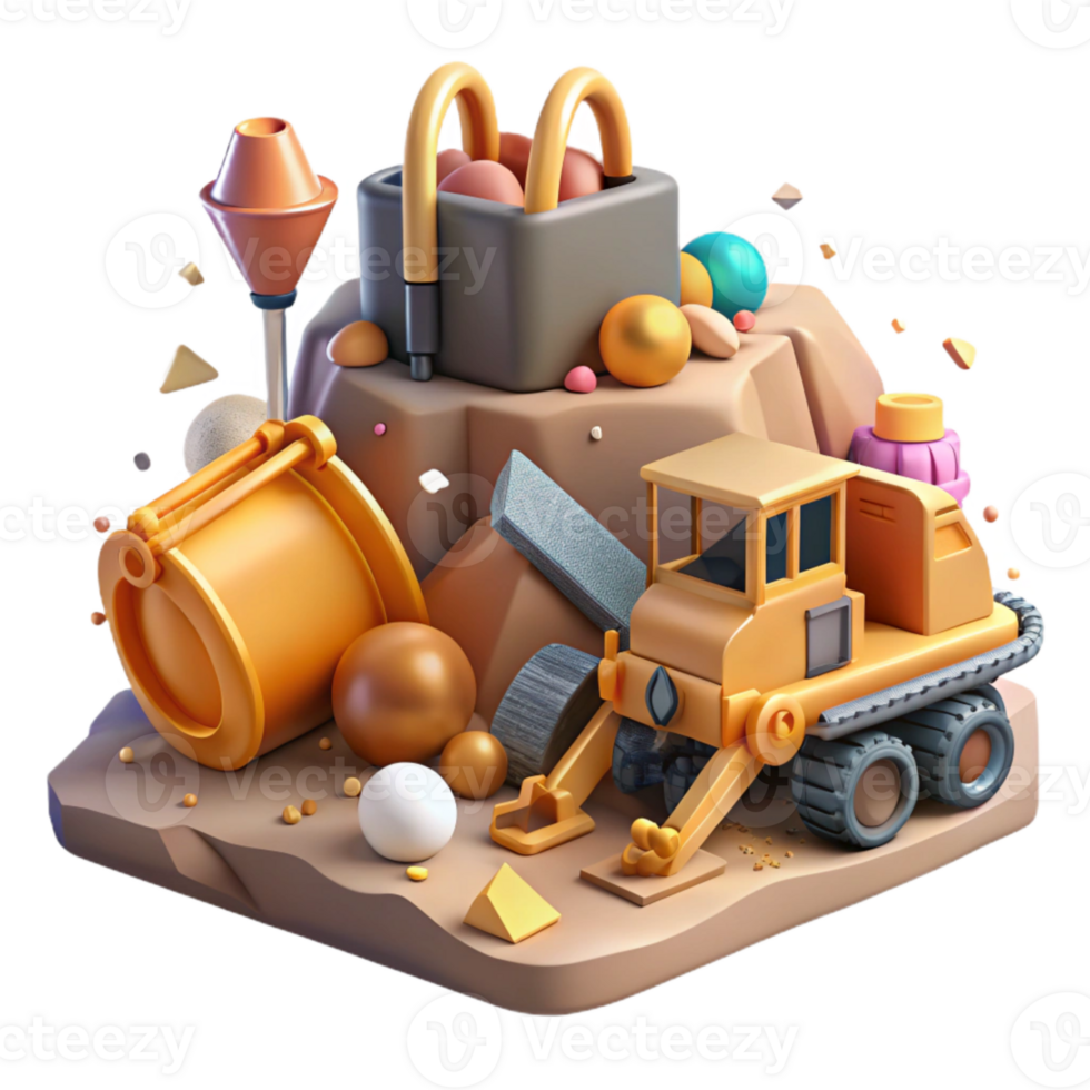 elegant minimalist Mining Equipment Habitat Disruption Isolated Element Realistic Rendering high quality png