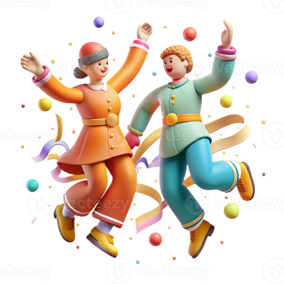 vibrant rustic Polka Dancers Linked Arms Cutout Festive Celebration original png