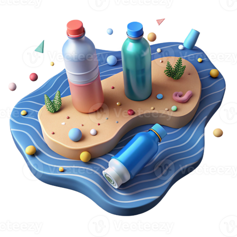 wonderful rustic Plastic Bottles Littering Shoreline Cutout Graphic exclusive png