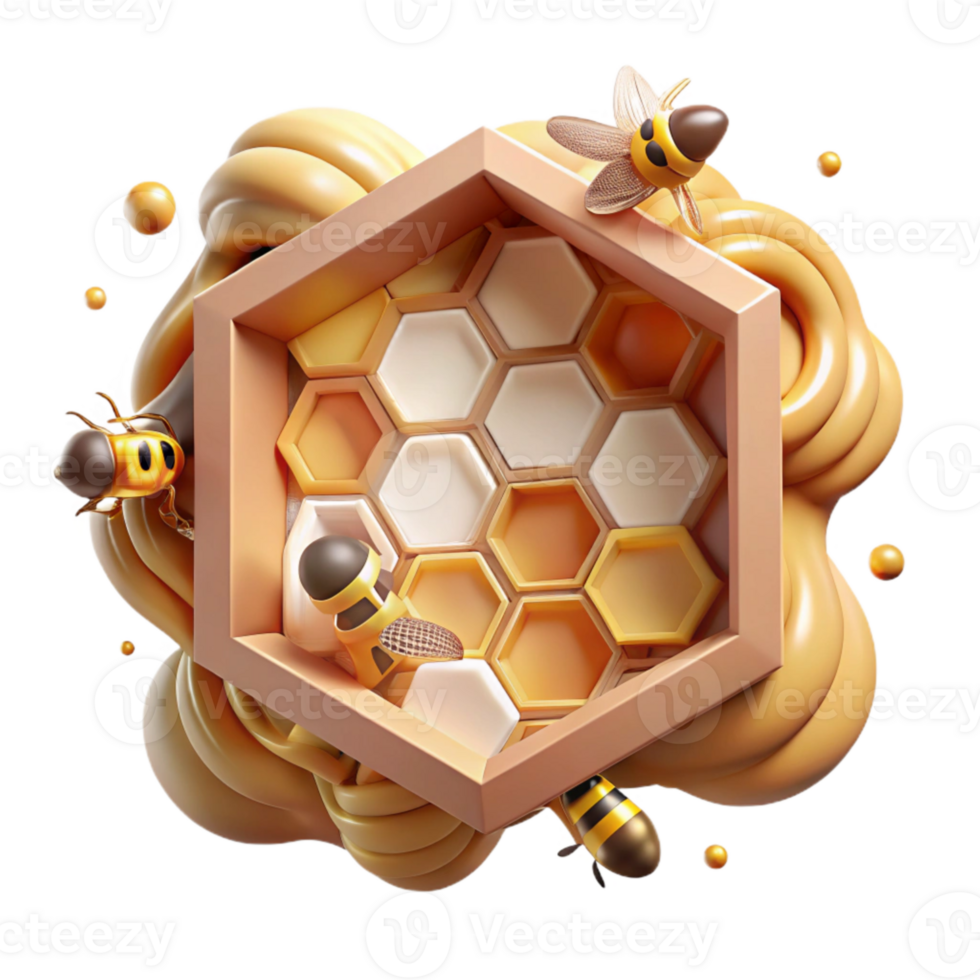 extraordinary creative Honeycomb Frame with Bees Cutout authentic png