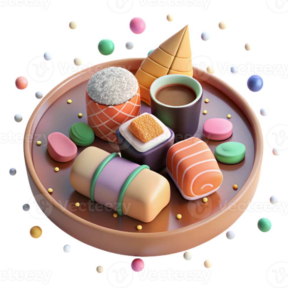 impressive minimalist Plate of Sushi Isolated with Soy Sauce png