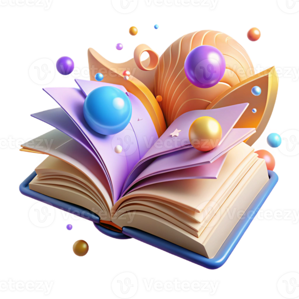 serene classic Open Book with Glowing Pages Isolated Element high quality png
