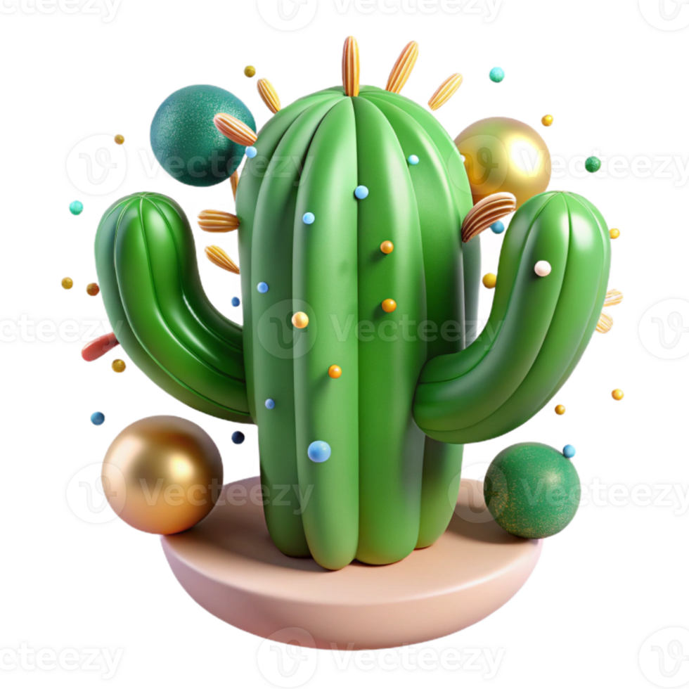 elegant creative Green Cactus Isolated with Spines Detail genuine png