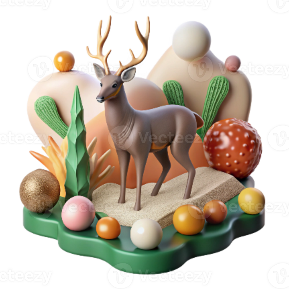 vibrant contemporary Organic Crops and Deer Silhouette Transparent Element professional png
