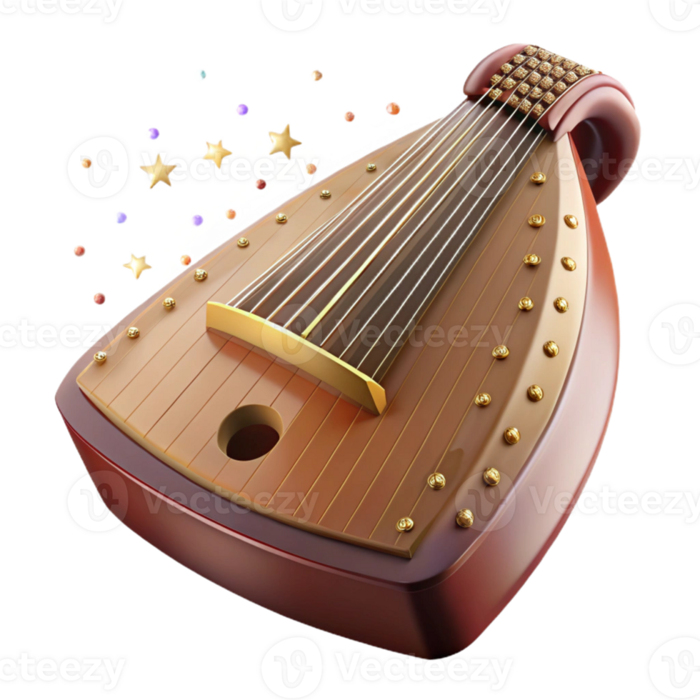 beautiful modern Qanun Middle Eastern Music Trapezoidal Shape Isolated with Warm Lighting professional png