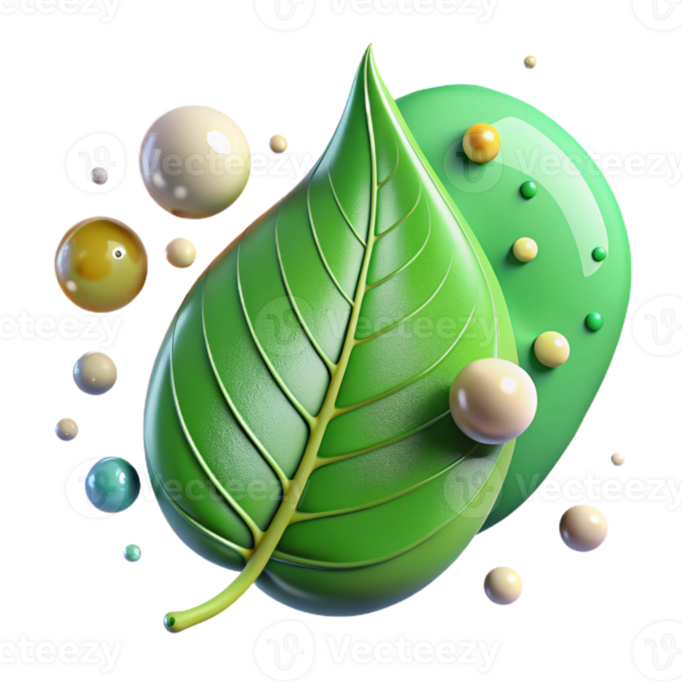 serene rustic Green Leaf with Water Droplets Isolated on Transparent Background high resolution png