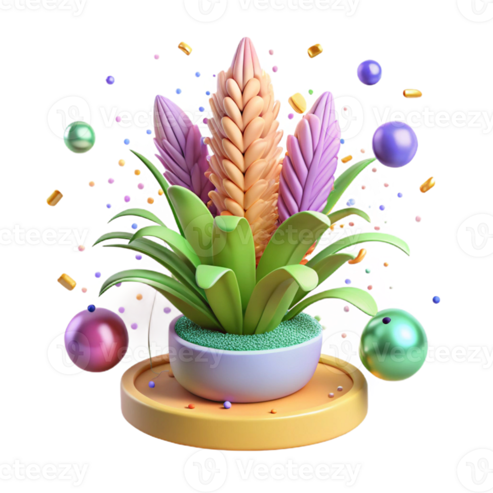 extraordinary abstract Invasive Plant in Garden Front View Isolated Transparent Background genuine png