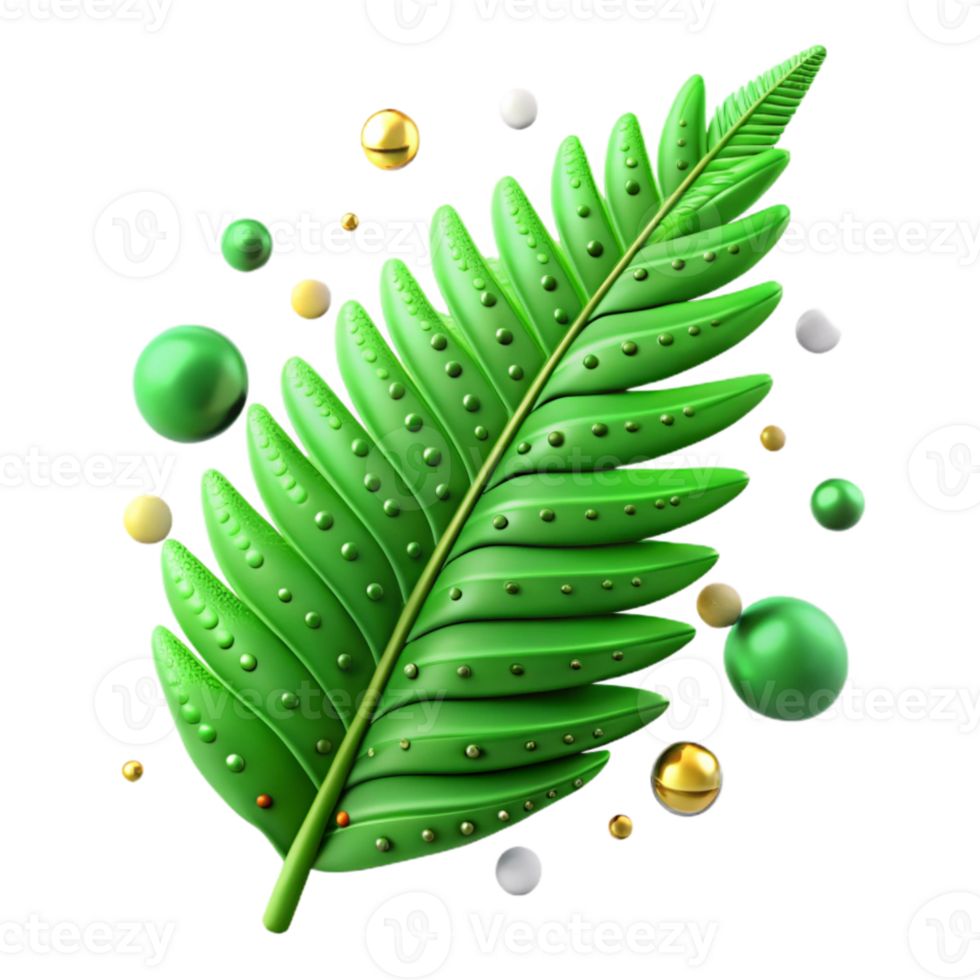 serene artistic Green Fern Leaf Detailed Texture Transparent premium png