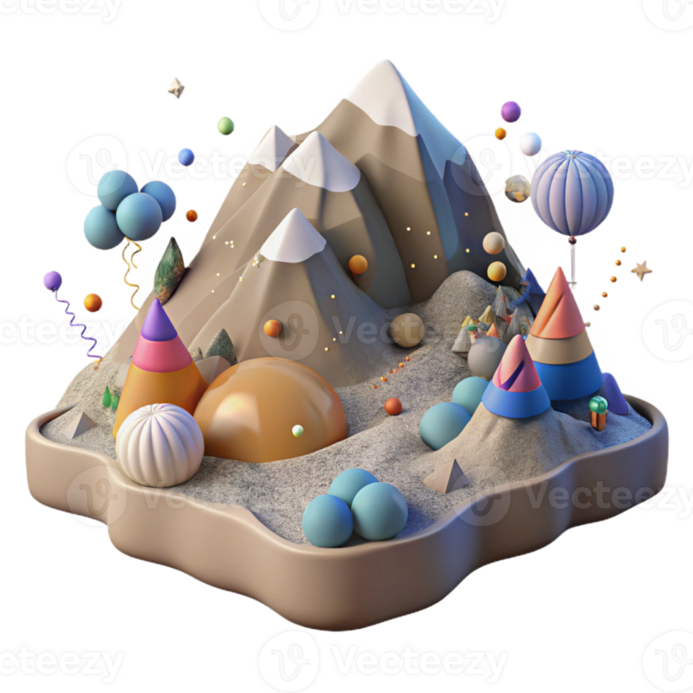 beautiful artistic Mountain Landscape Panorama View Transparent Background high quality png
