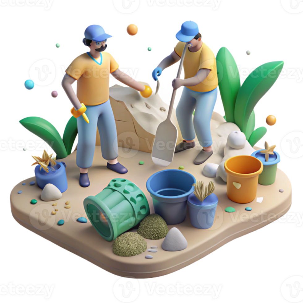 extraordinary rustic Group Cleaning Up Beach Pollution Transparent Background detailed png