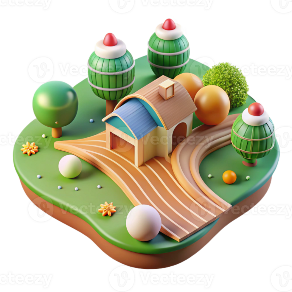 wonderful rustic Organic Farm Landscape Top View Cutout with Bright Lighting png