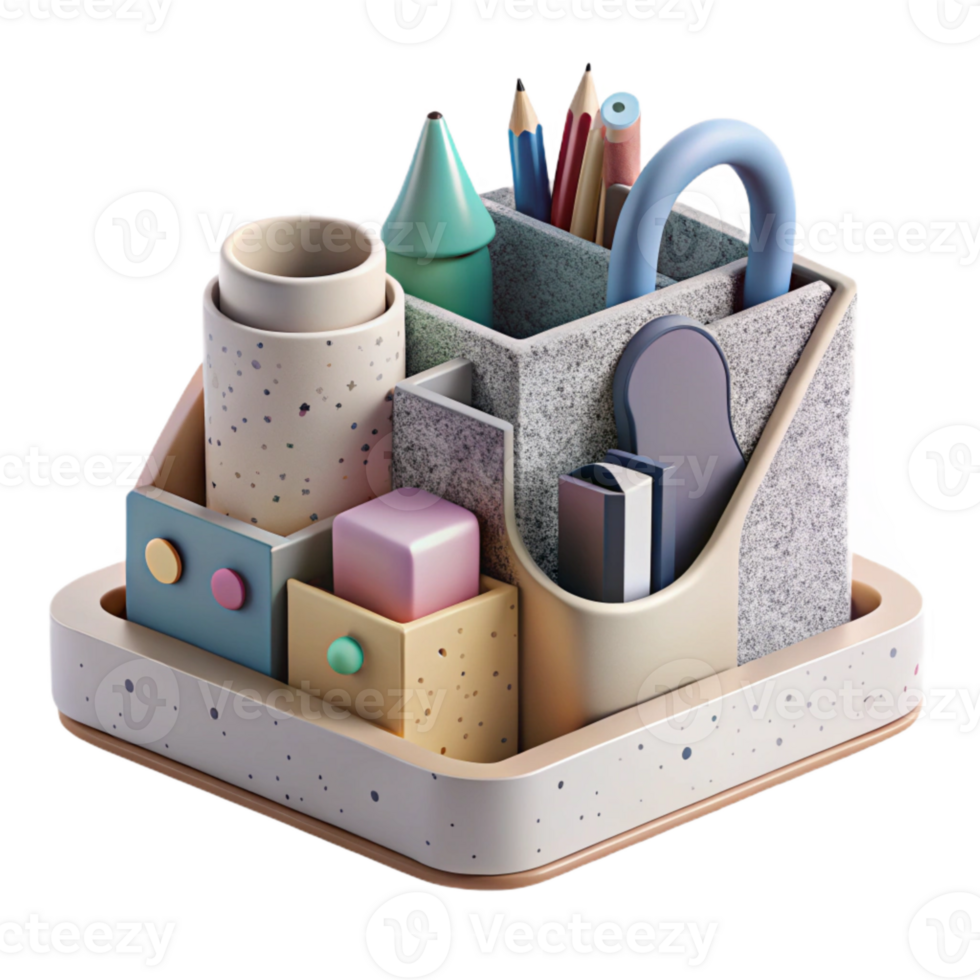 elegant modern Modern Desk Organizer with Compartments Cutout high resolution png