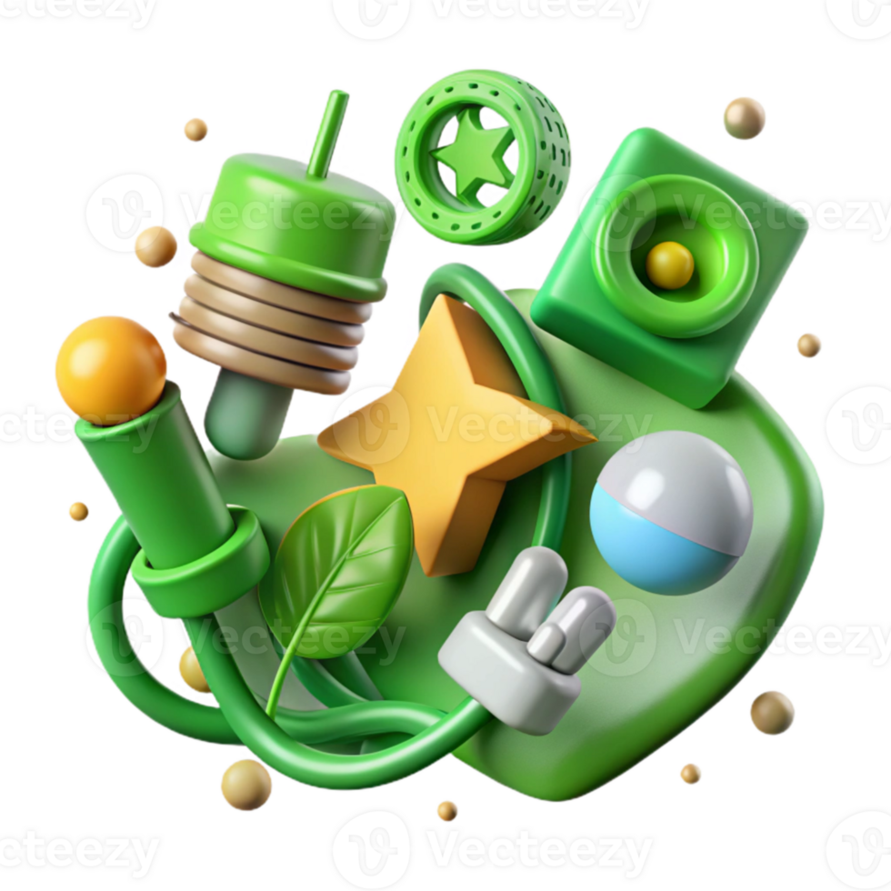 beautiful classic Green Energy Icons Set Cutout authentic png
